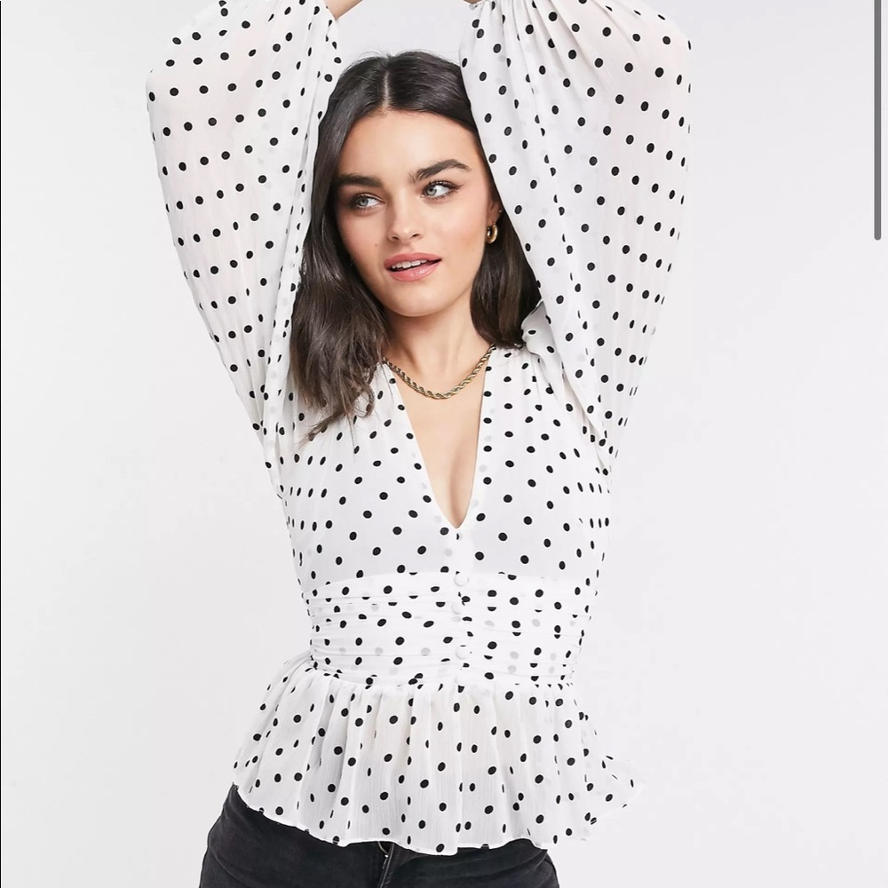 River Island polka dot long sleeve top - size 10